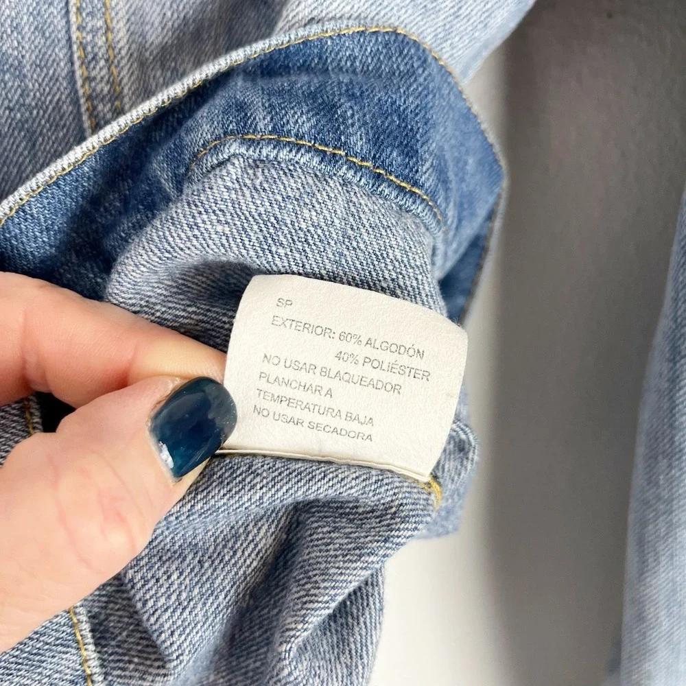 Womens Denim Jean Jacket M Braided Detail Boho Chic Y2K Revival Indie Sleaze - Picture 8 of 11